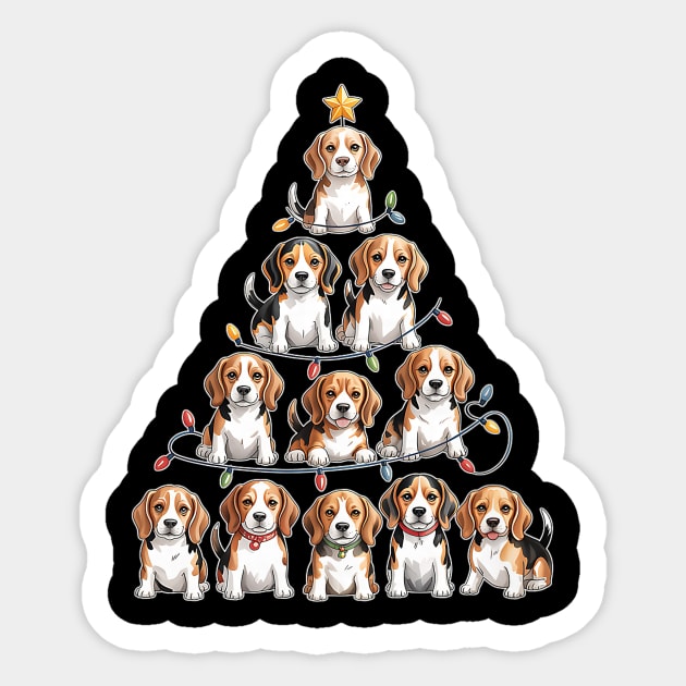 Funny Beagle Christmas Tree Dog Lovers Sticker by yangho